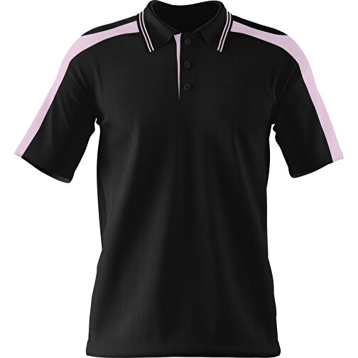 Poloshirt Individuell Gestaltbar , schwarz / zartrosa, 200gsm Poly / Cotton Pique, 3XL, 81,00cm x 66,00cm (Höhe x Breite), Bild 1