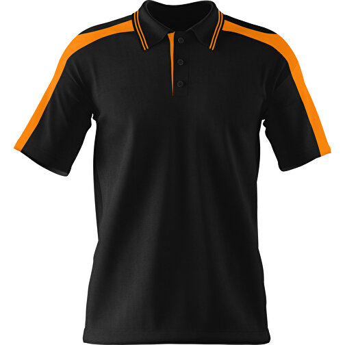 Poloshirt Individuell Gestaltbar , schwarz / gelborange, 200gsm Poly / Cotton Pique, 3XL, 81,00cm x 66,00cm (Höhe x Breite), Bild 1