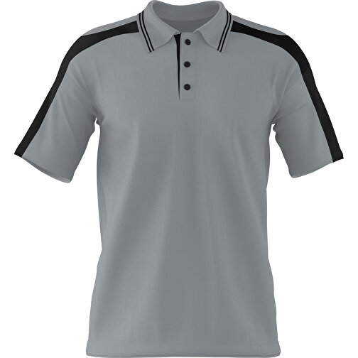 Poloshirt Individuell Gestaltbar , silber / schwarz, 200gsm Poly / Cotton Pique, XS, 60,00cm x 40,00cm (Höhe x Breite), Bild 1