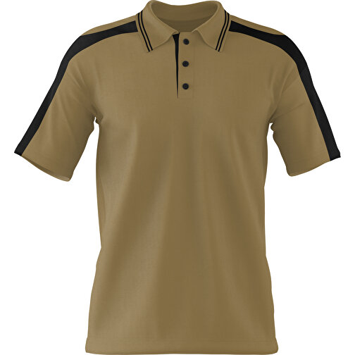 Poloshirt Individuell Gestaltbar , gold / schwarz, 200gsm Poly / Cotton Pique, M, 70,00cm x 49,00cm (Höhe x Breite), Bild 1