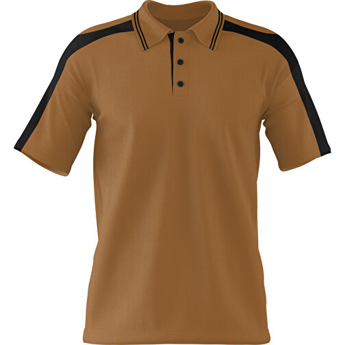 Poloshirt Individuell Gestaltbar , erdbraun / schwarz, 200gsm Poly / Cotton Pique, M, 70,00cm x 49,00cm (Höhe x Breite), Bild 1
