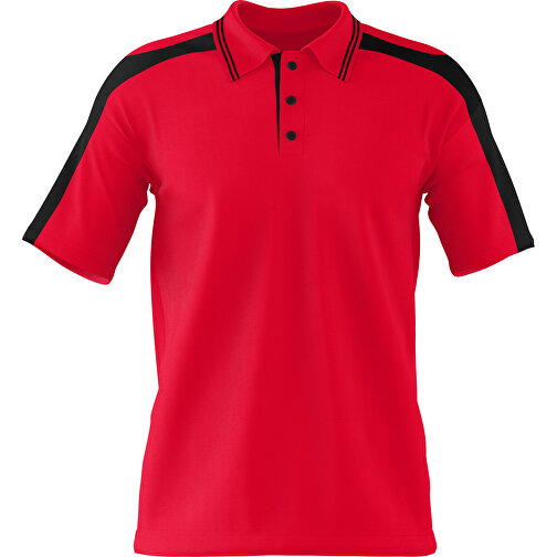 Poloshirt Individuell Gestaltbar , ampelrot / schwarz, 200gsm Poly / Cotton Pique, M, 70,00cm x 49,00cm (Höhe x Breite), Bild 1