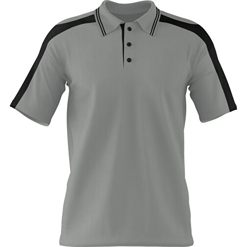 Poloshirt Individuell Gestaltbar , grau / schwarz, 200gsm Poly / Cotton Pique, L, 73,50cm x 54,00cm (Höhe x Breite), Bild 1