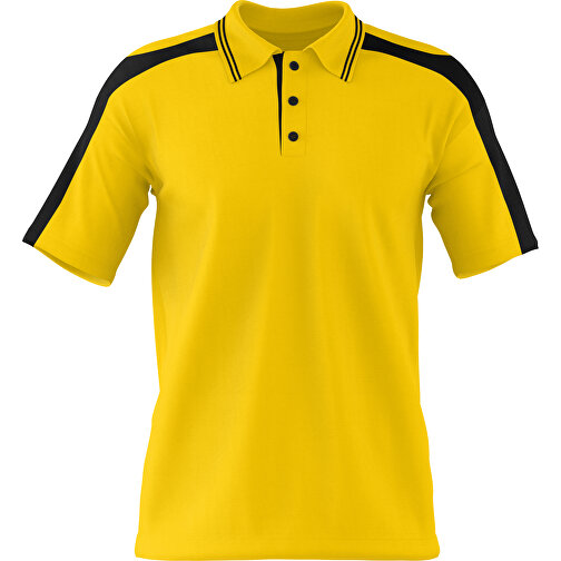 Poloshirt Individuell Gestaltbar , goldgelb / schwarz, 200gsm Poly / Cotton Pique, L, 73,50cm x 54,00cm (Höhe x Breite), Bild 1