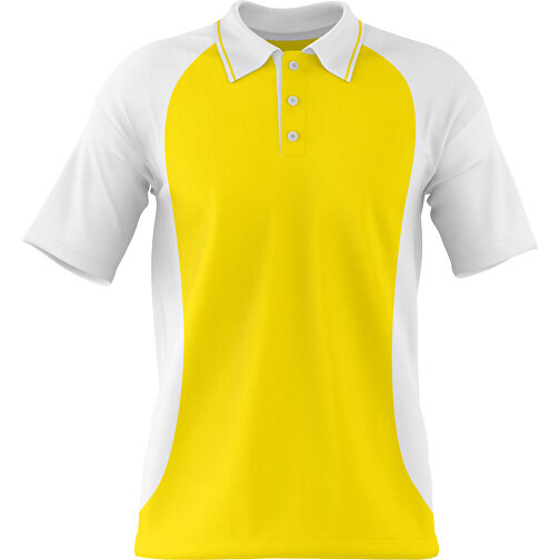 Poloshirt Individuell Gestaltbar , gelb / weiss, 200gsm Poly/Cotton Pique, XS, 60,00cm x 40,00cm (Höhe x Breite), Bild 1