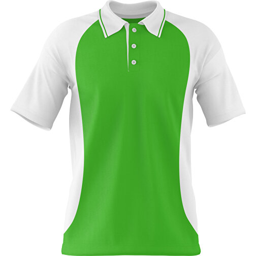 Poloshirt Individuell Gestaltbar , grasgrün / weiß, 200gsm Poly/Cotton Pique, S, 65,00cm x 45,00cm (Höhe x Breite), Bild 1