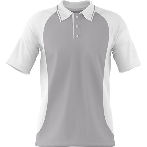 Poloshirt Individuell Gestaltbar , hellgrau / weiß, 200gsm Poly/Cotton Pique, M, 70,00cm x 49,00cm (Höhe x Breite), Bild 1
