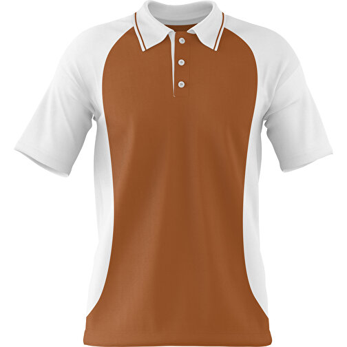 Poloshirt Individuell Gestaltbar , braun / weiß, 200gsm Poly/Cotton Pique, M, 70,00cm x 49,00cm (Höhe x Breite), Bild 1