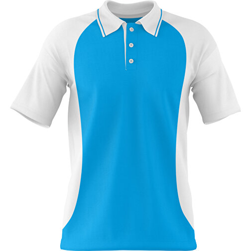 Poloshirt Individuell Gestaltbar , himmelblau / weiß, 200gsm Poly/Cotton Pique, M, 70,00cm x 49,00cm (Höhe x Breite), Bild 1