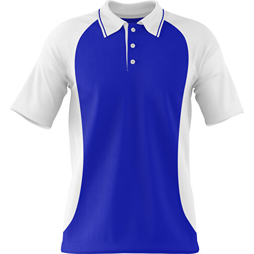 Poloshirt Individuell Gestaltbar , blau / weiß, 200gsm Poly/Cotton Pique, M, 70,00cm x 49,00cm (Höhe x Breite), Bild 1