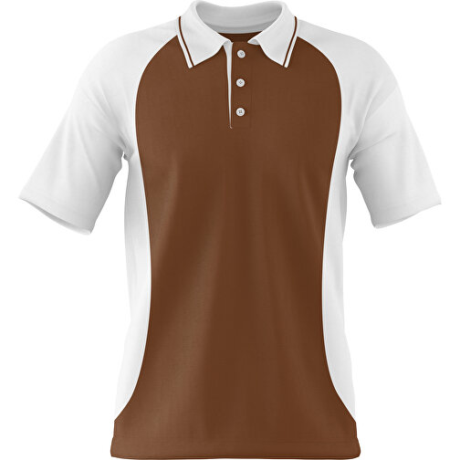 Poloshirt Individuell Gestaltbar , dunkelbraun / weiss, 200gsm Poly/Cotton Pique, L, 73,50cm x 54,00cm (Höhe x Breite), Bild 1