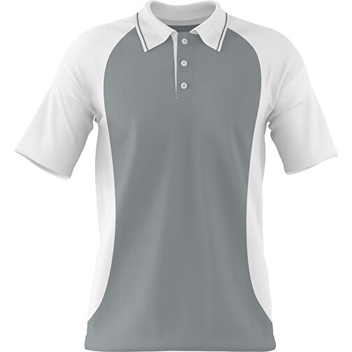 Poloshirt Individuell Gestaltbar , silber / weiss, 200gsm Poly/Cotton Pique, 3XL, 81,00cm x 66,00cm (Höhe x Breite), Bild 1