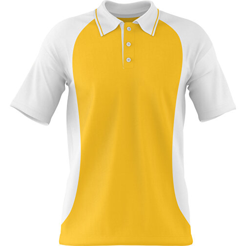 Poloshirt Individuell Gestaltbar , sonnengelb / weiß, 200gsm Poly/Cotton Pique, 3XL, 81,00cm x 66,00cm (Höhe x Breite), Bild 1