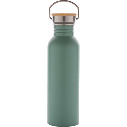 Moderne Stainless-Steel Flasche Mit Bambusdeckel, Grün , grün, Edelstahl, 7,10cm x 24,00cm (Länge x Höhe), Bild 2