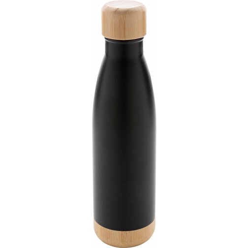 Vakuum rustfrit stål flaske med bambus låg og bund, Billede 1