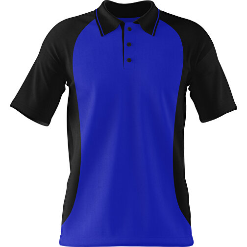 Poloshirt Individuell Gestaltbar , blau / schwarz, 200gsm Poly/Cotton Pique, XS, 60,00cm x 40,00cm (Höhe x Breite), Bild 1