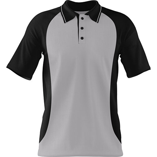 Poloshirt Individuell Gestaltbar , hellgrau / schwarz, 200gsm Poly/Cotton Pique, XL, 76,00cm x 59,00cm (Höhe x Breite), Bild 1