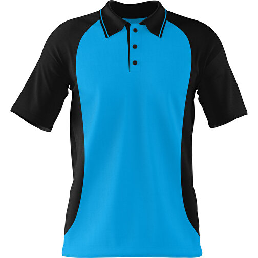 Poloshirt Individuell Gestaltbar , himmelblau / schwarz, 200gsm Poly/Cotton Pique, XL, 76,00cm x 59,00cm (Höhe x Breite), Bild 1