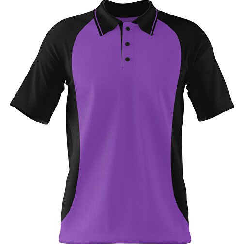 Poloshirt Individuell Gestaltbar , lavendellila / schwarz, 200gsm Poly/Cotton Pique, XL, 76,00cm x 59,00cm (Höhe x Breite), Bild 1