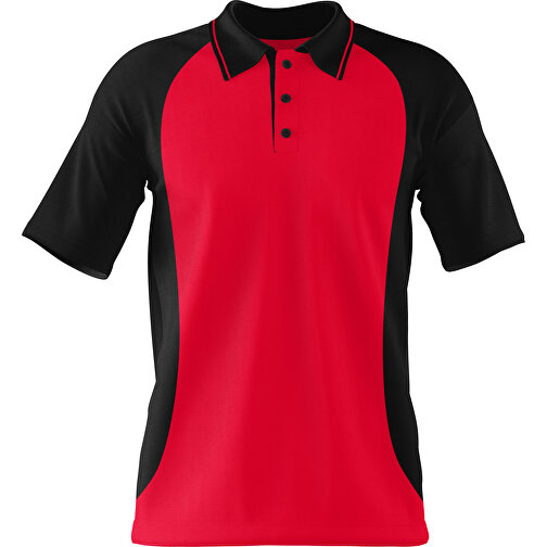Poloshirt Individuell Gestaltbar , ampelrot / schwarz, 200gsm Poly/Cotton Pique, M, 70,00cm x 49,00cm (Höhe x Breite), Bild 1