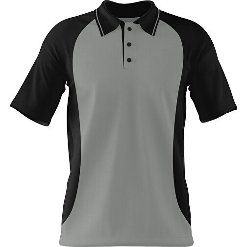 Poloshirt Individuell Gestaltbar , grau / schwarz, 200gsm Poly/Cotton Pique, 3XL, 81,00cm x 66,00cm (Höhe x Breite), Bild 1