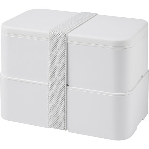 MIYO Pure Doppel-Lunchbox, Antimikrobiell , weiß / weiß / weiß, 99% PP Kunststoff, 1% Antibakterieller Zusatzstoff, 18,00cm x 11,30cm x 11,00cm (Länge x Höhe x Breite), Bild 1
