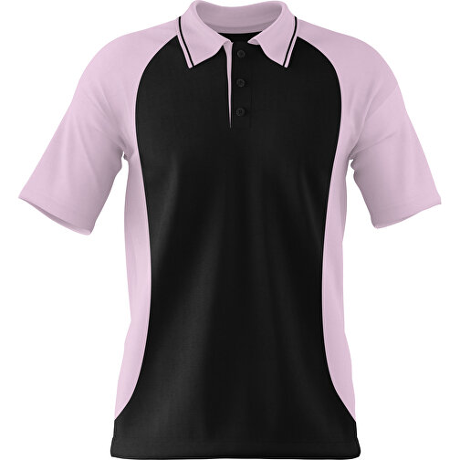 Poloshirt Individuell Gestaltbar , schwarz / zartrosa, 200gsm Poly/Cotton Pique, XS, 60,00cm x 40,00cm (Höhe x Breite), Bild 1