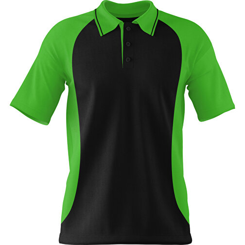 Poloshirt Individuell Gestaltbar , schwarz / grasgrün, 200gsm Poly/Cotton Pique, XS, 60,00cm x 40,00cm (Höhe x Breite), Bild 1