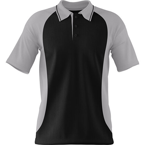 Poloshirt Individuell Gestaltbar , schwarz / hellgrau, 200gsm Poly/Cotton Pique, XS, 60,00cm x 40,00cm (Höhe x Breite), Bild 1