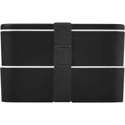 MIYO Doppel-Lunchbox , schwarz / schwarz / schwarz, PP Kunststoff, 18,00cm x 11,30cm x 11,00cm (Länge x Höhe x Breite), Bild 4