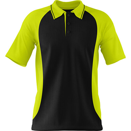 Poloshirt Individuell Gestaltbar , schwarz / hellgrün, 200gsm Poly/Cotton Pique, XL, 76,00cm x 59,00cm (Höhe x Breite), Bild 1
