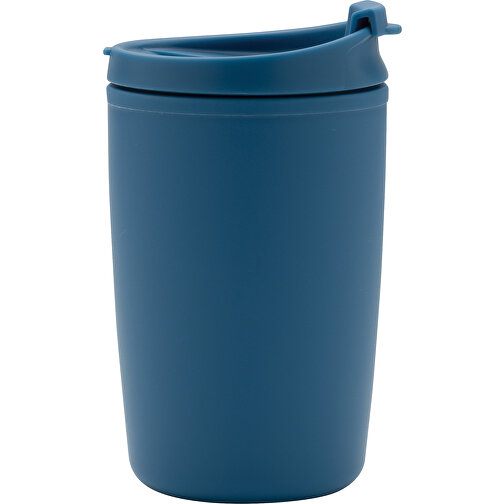 GRS Recycelter PP-Becher Mit Flip-Deckel, Blau , blau, Polypropylen - recycelt, 8,50cm x 13,90cm (Länge x Höhe), Bild 3