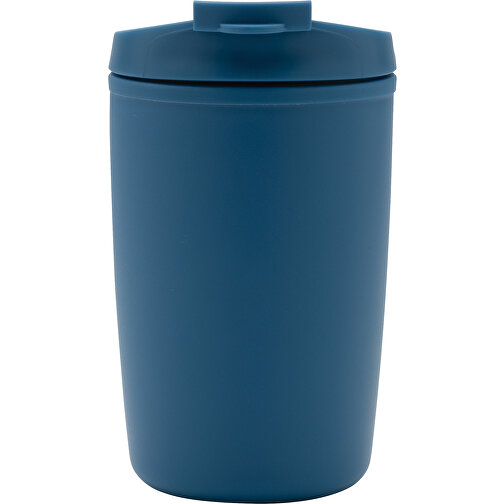 GRS Recycelter PP-Becher Mit Flip-Deckel, Blau , blau, Polypropylen - recycelt, 8,50cm x 13,90cm (Länge x Höhe), Bild 4