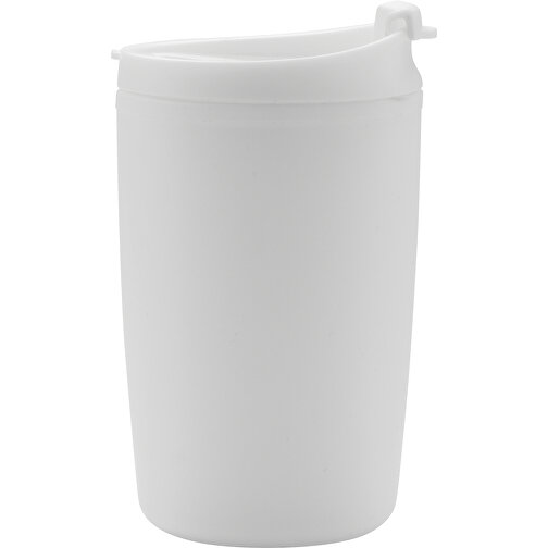 GRS Recycelter PP-Becher Mit Flip-Deckel, Weiß , weiß, Polypropylen - recycelt, 8,50cm x 13,90cm (Länge x Höhe), Bild 3
