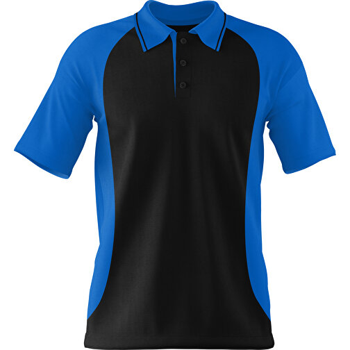 Poloshirt Individuell Gestaltbar , schwarz / kobaltblau, 200gsm Poly/Cotton Pique, M, 70,00cm x 49,00cm (Höhe x Breite), Bild 1