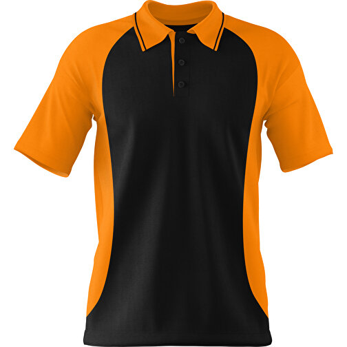Poloshirt Individuell Gestaltbar , schwarz / gelborange, 200gsm Poly/Cotton Pique, M, 70,00cm x 49,00cm (Höhe x Breite), Bild 1