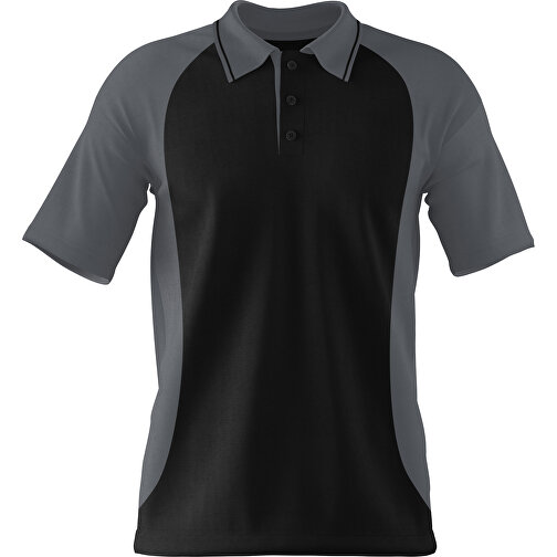 Poloshirt Individuell Gestaltbar , schwarz / dunkelgrau, 200gsm Poly/Cotton Pique, L, 73,50cm x 54,00cm (Höhe x Breite), Bild 1