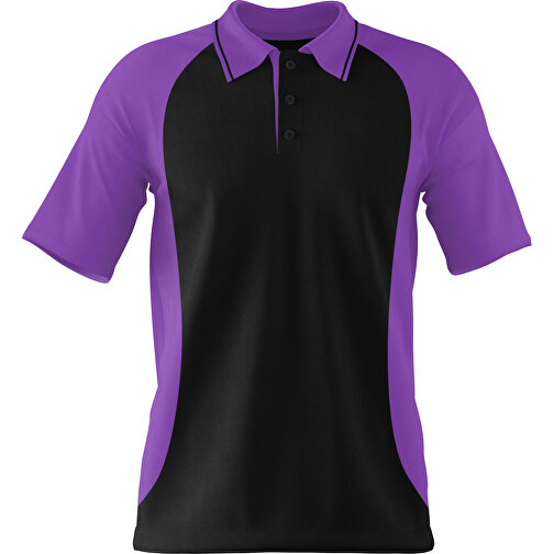 Poloshirt Individuell Gestaltbar , schwarz / lavendellila, 200gsm Poly/Cotton Pique, L, 73,50cm x 54,00cm (Höhe x Breite), Bild 1