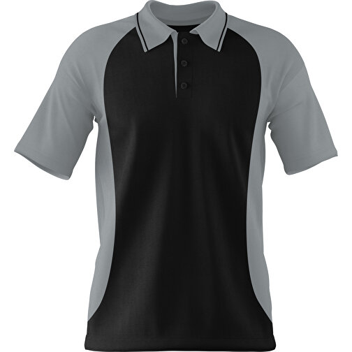 Poloshirt Individuell Gestaltbar , schwarz / silber, 200gsm Poly/Cotton Pique, 2XL, 79,00cm x 63,00cm (Höhe x Breite), Bild 1