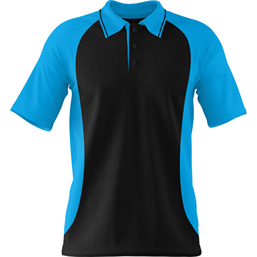 Poloshirt Individuell Gestaltbar , schwarz / himmelblau, 200gsm Poly/Cotton Pique, 2XL, 79,00cm x 63,00cm (Höhe x Breite), Bild 1