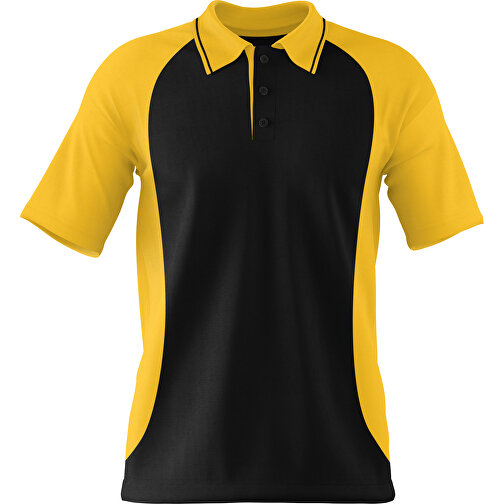 Poloshirt Individuell Gestaltbar , schwarz / sonnengelb, 200gsm Poly/Cotton Pique, 2XL, 79,00cm x 63,00cm (Höhe x Breite), Bild 1