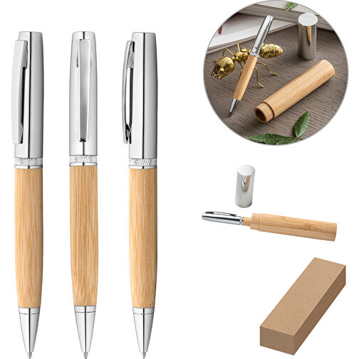 FUJI. Kugelschreiber Aus Bambus Und Metall Mit ABS-Gehäuse , natur, Bambus. ABS. Metall, 1,00cm (Höhe), Bild 9