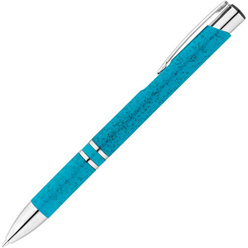 BETA WHEAT. Kugelschreiber Aus Strohfaser Und ABS Mit Clip , hellblau, Weizenstroh. ABS. Metall, 1,00cm (Höhe), Bild 2
