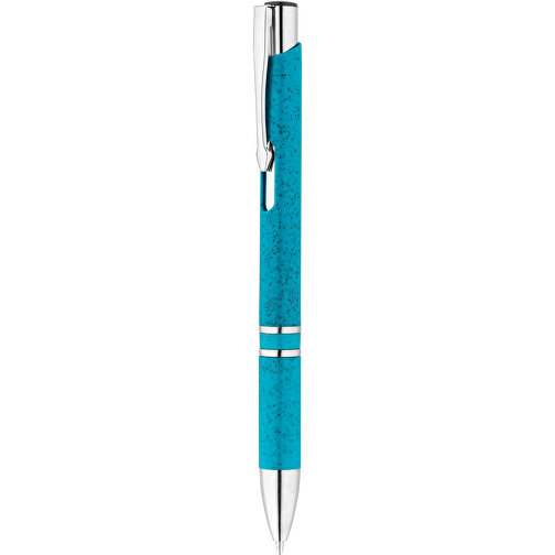 BETA WHEAT. Kugelschreiber Aus Strohfaser Und ABS Mit Clip , hellblau, Weizenstroh. ABS. Metall, 1,00cm (Höhe), Bild 5