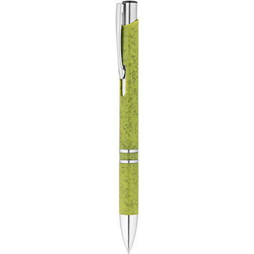 BETA WHEAT. Kugelschreiber Aus Strohfaser Und ABS Mit Clip , hellgrün, Weizenstroh. ABS. Metall, 1,00cm (Höhe), Bild 5