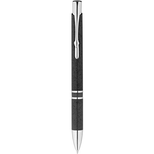 BETA WHEAT. Kugelschreiber Aus Strohfaser Und ABS Mit Clip , schwarz, Weizenstroh. ABS. Metall, 1,00cm (Höhe), Bild 4