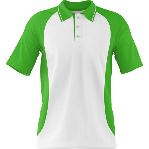 Poloshirt Individuell Gestaltbar , weiß / grasgrün, 200gsm Poly/Cotton Pique, XS, 60,00cm x 40,00cm (Höhe x Breite), Bild 1