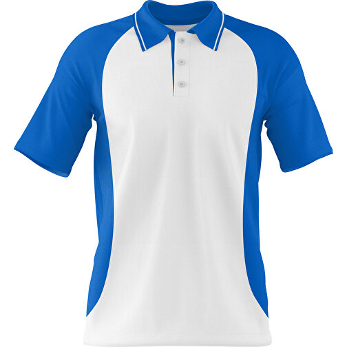 Poloshirt Individuell Gestaltbar , weiss / kobaltblau, 200gsm Poly/Cotton Pique, XS, 60,00cm x 40,00cm (Höhe x Breite), Bild 1