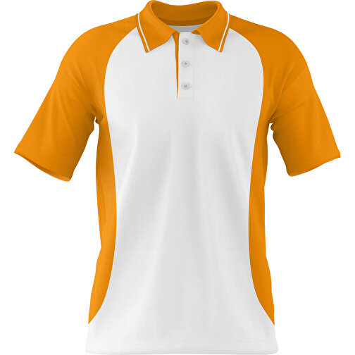 Poloshirt Individuell Gestaltbar , weiß / kürbisorange, 200gsm Poly/Cotton Pique, XS, 60,00cm x 40,00cm (Höhe x Breite), Bild 1