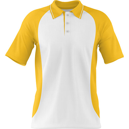 Poloshirt Individuell Gestaltbar , weiß / sonnengelb, 200gsm Poly/Cotton Pique, XL, 76,00cm x 59,00cm (Höhe x Breite), Bild 1